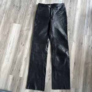 Vintage 90s Whet Blu Black Straight Leg Genuine Leather Moto Biker Pants Size 0